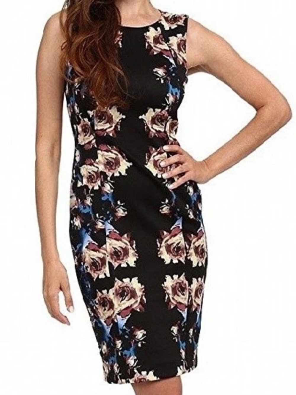 NWT Tahari Elie Floral Scuba Sheath Dress Plus Size 16 Stretch